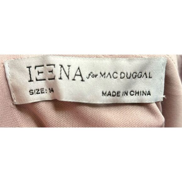 Ieena for Mac Duggal #55635 Long Sleeve Satin Gown in Rose Pink NWT Size 14 - Picture 5 of 7